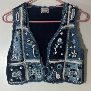 Rachel Navy Crochet Vest